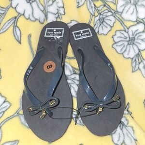 Kate Spade Black Flip Flops with Bow